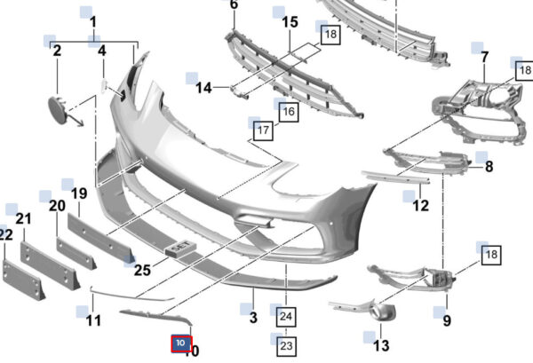 971807485BOK1 - Porsche Panamera 971 ACC insert strip front left 971807485BOK1, original part
