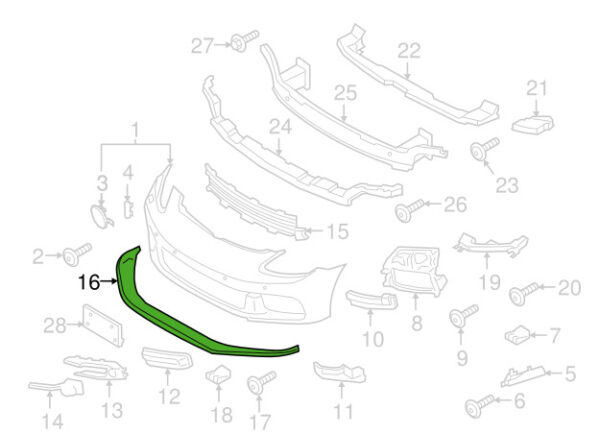 971807541OK1 - Porsche Panamera 971 Front Bumper Lower Spoiler 971807541OK1 NEW GENUINE