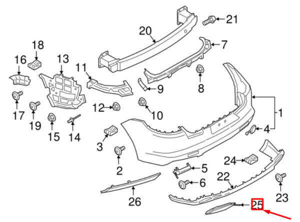 971807952OK1 - Porsche Panamera 971 exhaust panel rear right bumper 971807952OK1 NEW