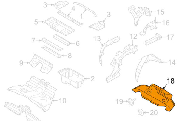 971825505 - Porsche Panamera 971 Rear Floor Rails Under Cover 971825505 NEW GENUINE