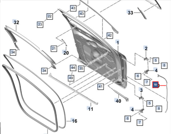 971837774 - Porsche Panamera 971 Door Gasket Rubber Front Right 971837774 NEW Original