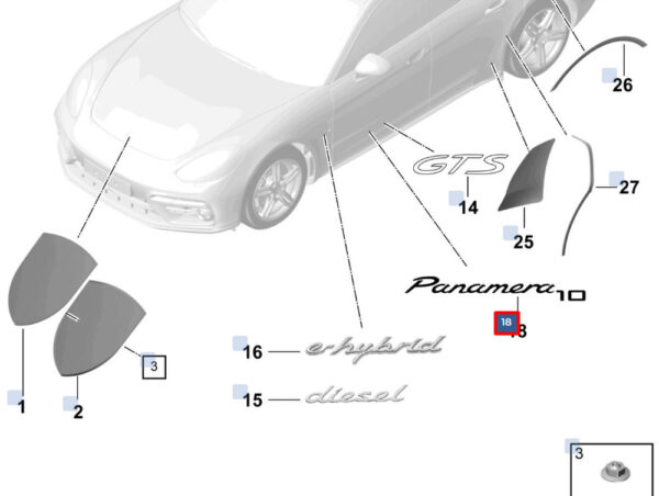 971853156 - Porsche Panamera 971 Front Decorative Film PANAMERA 971853156 NEW Original