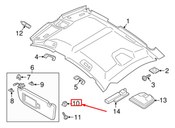 9718575611E0 - Porsche Panamera 971 sun protection holder 9718575611E0, original