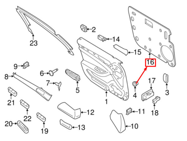971863981A - Porsche Panamera 971 Front Door Trim Damping 971863961A NEW ORIGINAL