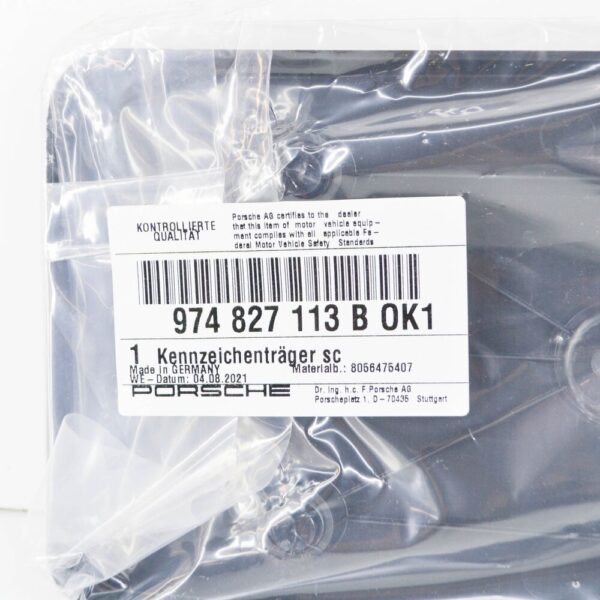 974827113BOK1 - Porsche Panamera 971 Rear License Plate Holder 974827113BOK1 NEW Genuine