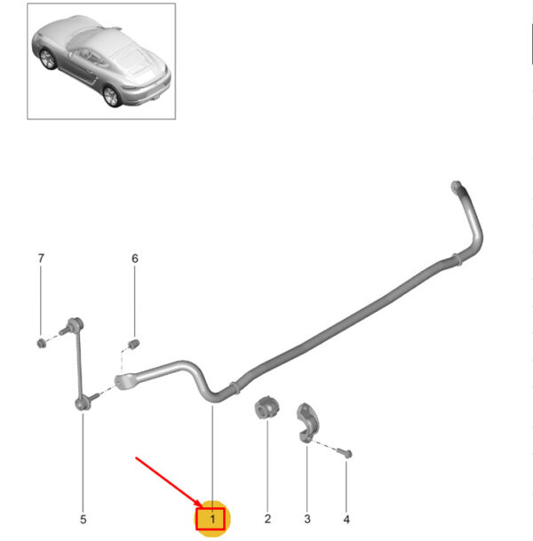 98133370317 - PORSCHE 718 CAYMAN 982 REAR STABILIZER BAR 98133370317 NEW GENUINE