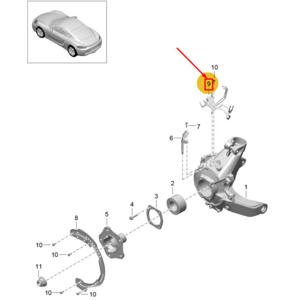 98135550101 - Porsche 718 Cayman 982 Rear Left Brake Line Bracket 98135550101 GENUINE
