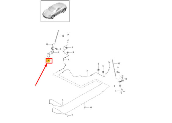98135558203 - Porsche 718 Cayman 982 Rear Right Brake Line 98135558203 NEW GENUINE