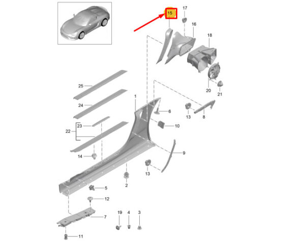 98150456202 - Porsche Boxster Spyder 981 Right Air Duct Trim 98150456202 GENUINE