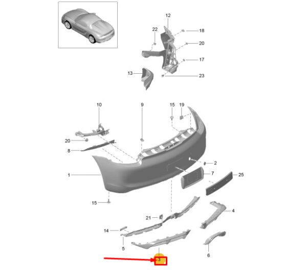 981505511801E0 - Porsche Boxster Spyder 981 Rear Left Bumper Trim 981505511801E0