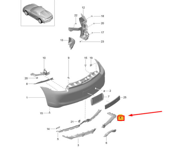 981505512801E0 - Porsche Boxster Spyder 981 Rear Right Bumper Trim 981505512801E0