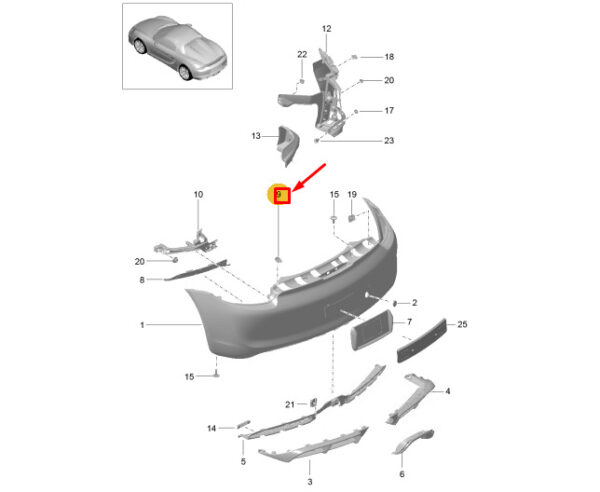 98150569200 - Porsche Boxster Spyder 981 Right Rear Spoiler Protector 98150569200 Genuine