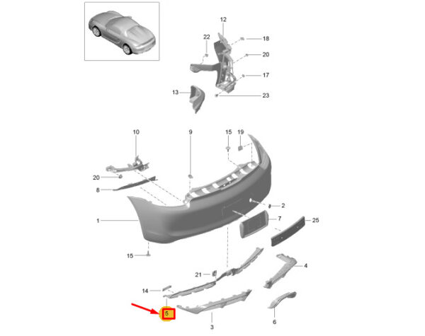 981505853801E0 - Porsche Boxster Spyder 981 Rear Bumper Retainer Frame 981505853801E0 GENUINE