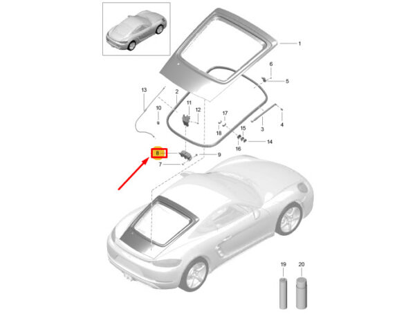 98151205102 - Porsche 718 Cayman 982 Rear Tailgate Lock 98151205102 NEW GENUINE