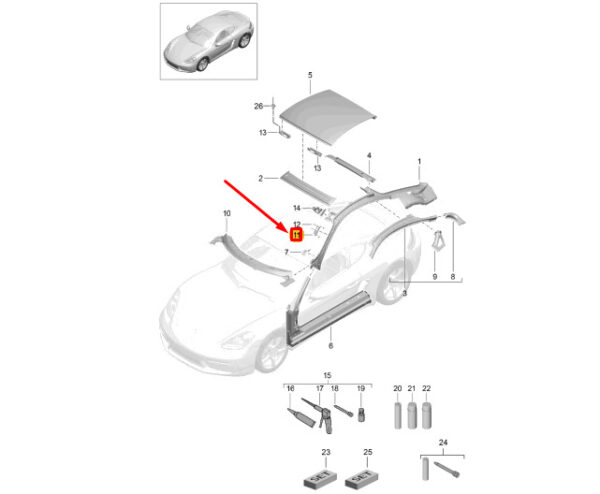 98155529100 - PORSCHE 718 CAYMAN 982 LH A-Pillar Deformation Element 98155529100 NEW GENUINE