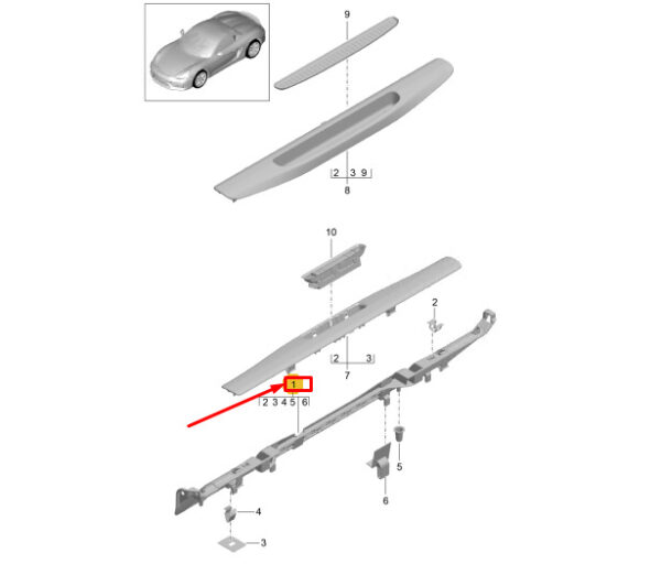 98155561900 - Porsche Boxster Spyder 981 Left Sill Bracket 98155561900, New Genuine