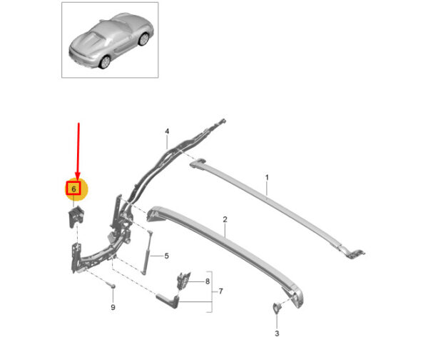 98156796300 - Porsche Boxster Spyder 981 Convertible Roof Frame Guide 98156796300 NEW GENUINE