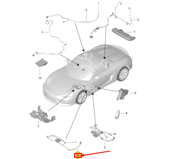 98162276202 - Porsche Boxster Spyder 981 Right Seat Wiring Harness 98162276202, NEW, GENUINE