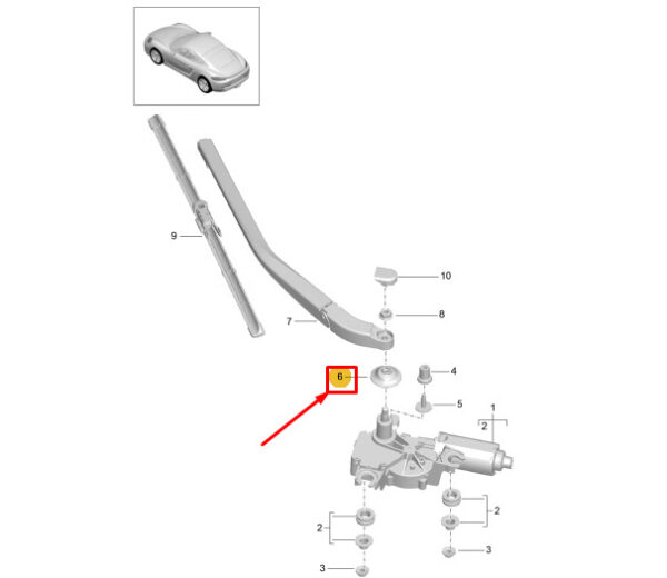 98162827300 - Porsche 718 Cayman 982 Rear Wiper Arm Grommet 98162827300 Genuine Part