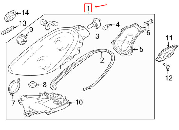 98163122608 - Porsche Cayman 981 headlights front right LHD 98163122608 NEW ORIGINAL