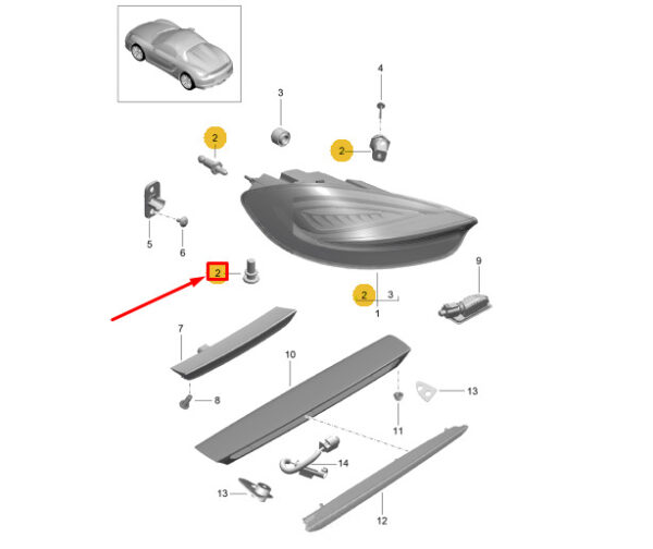 98163192500 - Porsche Boxster Spyder 981 Headlight Bracket Repair Kit 98163192500