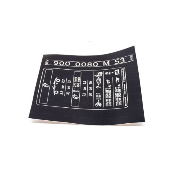 982010000B - Porsche 718 Boxster 982 Tire Pressure Data Plate Tag 982010000B NEW GENUINE
