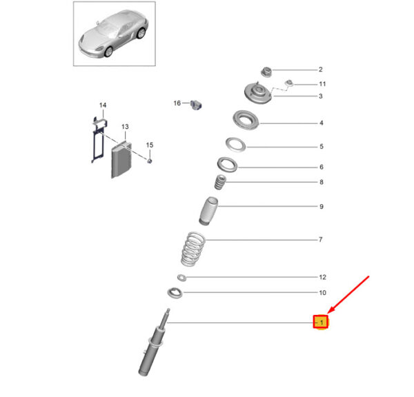 982413031F - Porsche 718 Cayman 982 Front Shock Absorber 982413031F NEW GENUINE