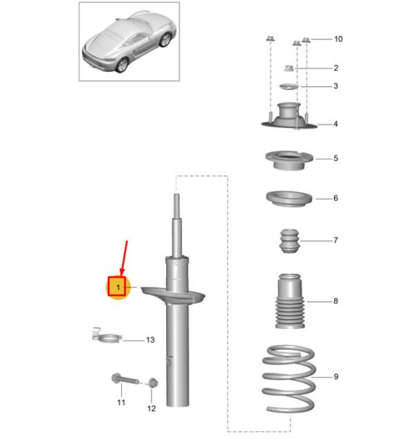982513031C - Porsche 718 Cayman 982 Rear Shock Absorber 982513031C NEW GENUINE