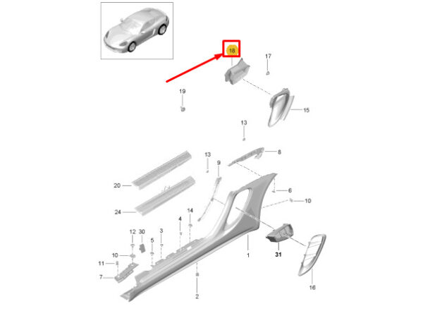 982819657B - Porsche 718 Cayman 982 Left Fender Air Duct Gasket 982819657B