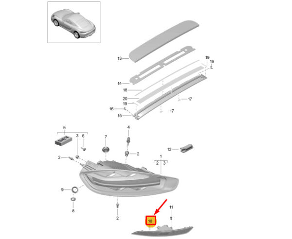 982945703K - PORSCHE 718 CAYMAN 982 REAR LEFT BUMPER REFLECTOR 982945703K NEW GENUINE