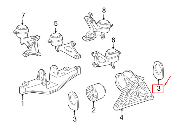 98637525501 - Porsche Boxster 986 Engine Mount Insulator Stop 98637525501 NEW GENUINE