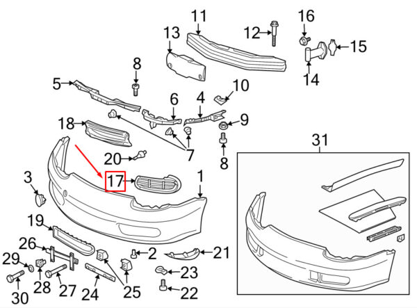 9865055530301C - Porsche Boxster 986 front bumper left radiator grille 9865055530301C NEW