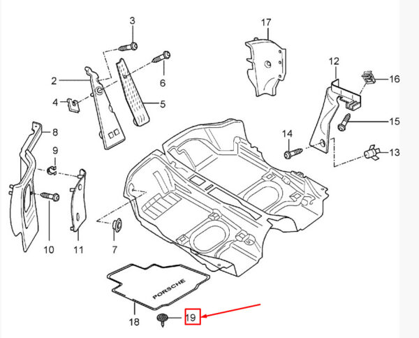 98655198500 - Porsche Boxster 986 Floor Mat Mounting Plate 98655198500 NEW Original