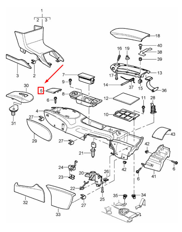 98655224102A03 - PORSCHE 911 996 GT3 Center Console Front Trim 98655224102A03 NEW GENUINE