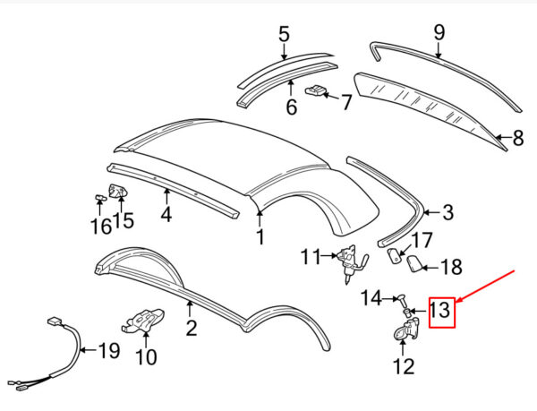 98656371403 - Porsche Boxster 986 right hardtop mounting insert 9865671403, new original