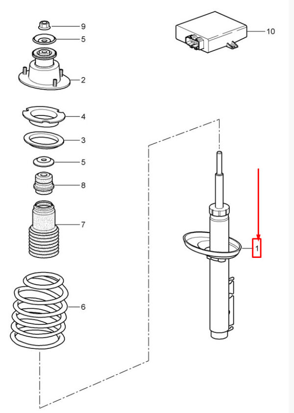 98733305113 - Porsche Cayman 987 rear shock absorber 98733305113 NEW ORIGINAL