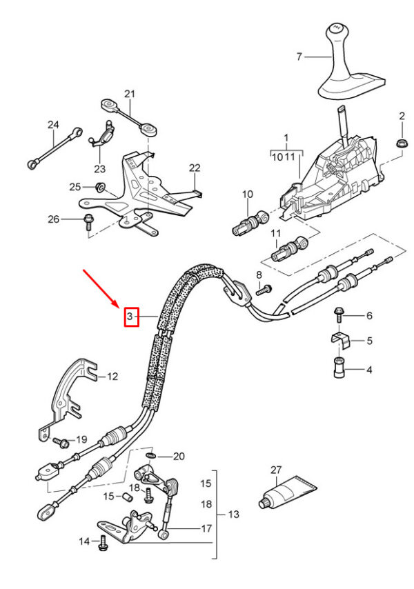 98742404101 - Porsche Boxster 987 Switching Cable Set for Transmission 98742404101 NEW REAL