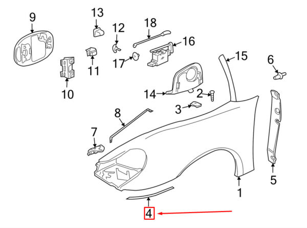 98750453100 - Porsche Cayman 987 fender protection film front left 98750453100 NEW REAL
