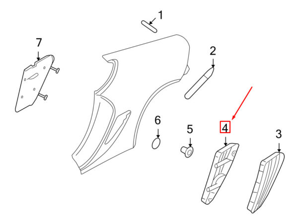 9875047500201C - Porsche Cayman 987 Right Quarter Panel Bracket 9875043500201C NEW REAL