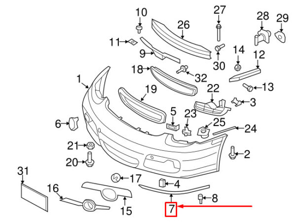 987505527019B1 - Porsche Cayman 987 Front Bumper Left Bottom Spoiler 987505527019B1 NEW