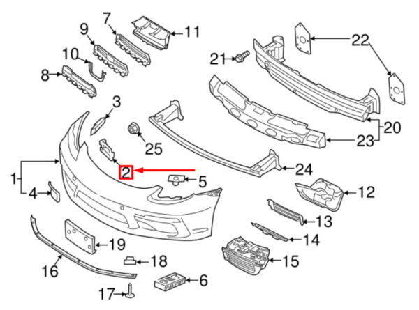 98750571900 - Porsche Cayman 987 Front Bumper Interior Mount 98750571900 NEW ORIGINAL