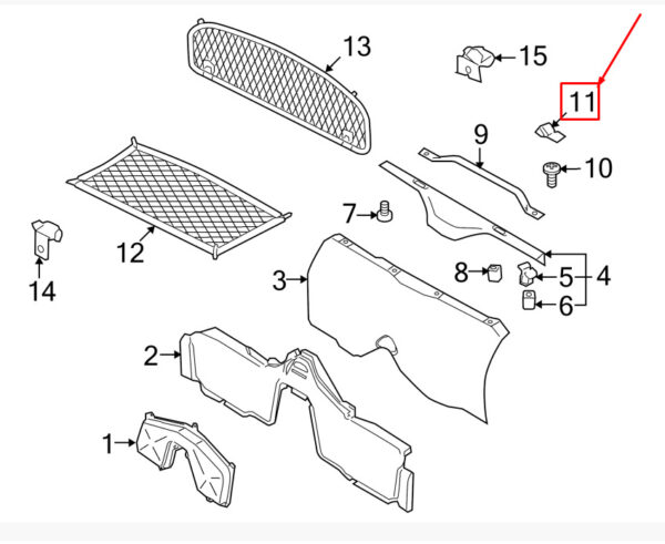987555403005Z1 - Porsche Cayman 987 luggage compartment cover, ironing handle, 987555403005Z1, original part