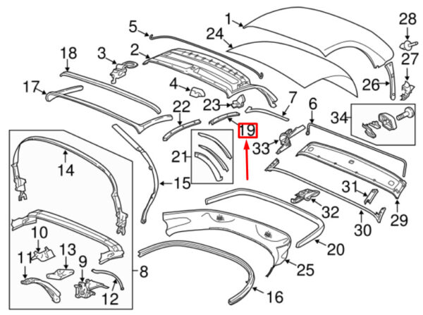 98756111500 - Porsche Boxster 987 cover holder left 98756111500 NEW ORIGINAL