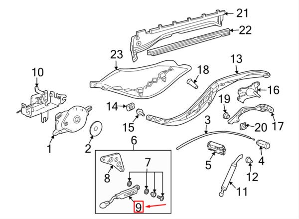 98756127903 - Porsche Boxster 987 Convertible Top Pestle Bar 98756127903 NEW Original