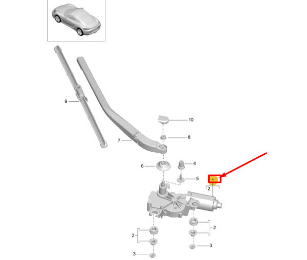 98762808001 - Porsche 718 Cayman 982 Rear Windscreen Wiper Motor 98762808001 NEW GENUINE