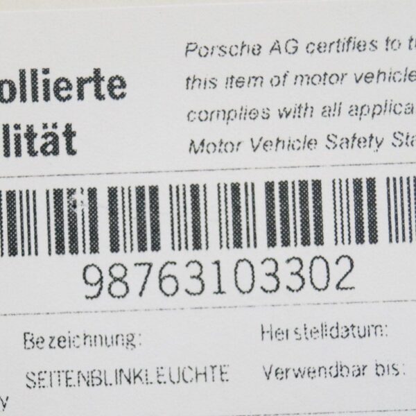 98763103302 - Porsche Boxster 987 turn signals front left 98763103302 NEW ORIGINAL
