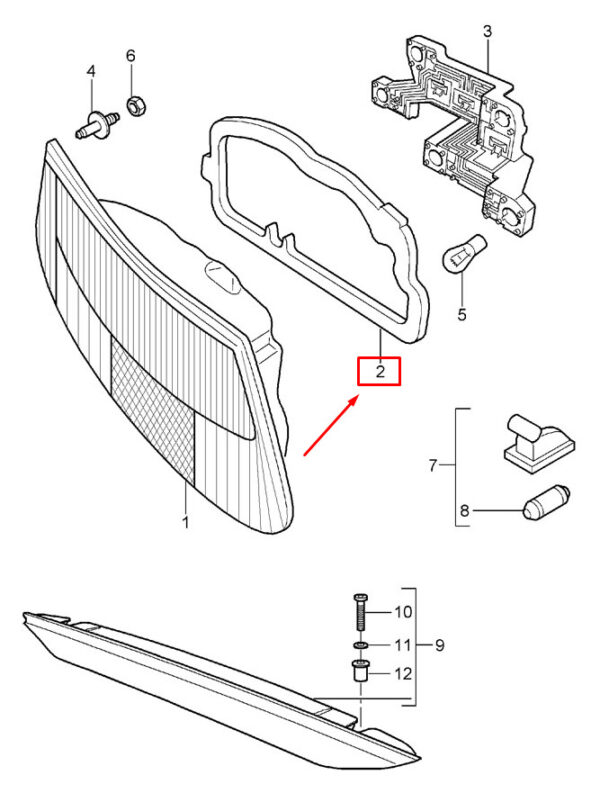98763144000 - PORSCHE CAYMAN 987 Tail Light Lens Seal 98763144000 NEW