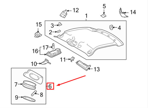 9.87731E+14 - Porsche Cayman 987 Left Sun visor 987731031137E3 NEW ORIGINAL