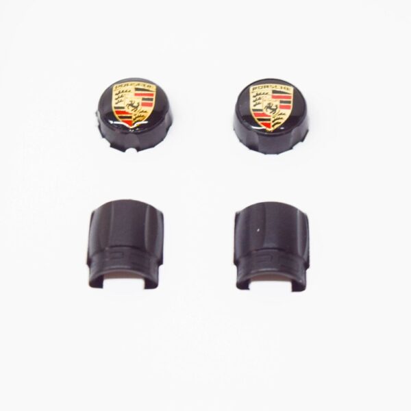 99104460267 - NEW PORSCHE 911 991 BLACK CRESTED VALVE DUST CAPS 99104460267 ORIGINAL