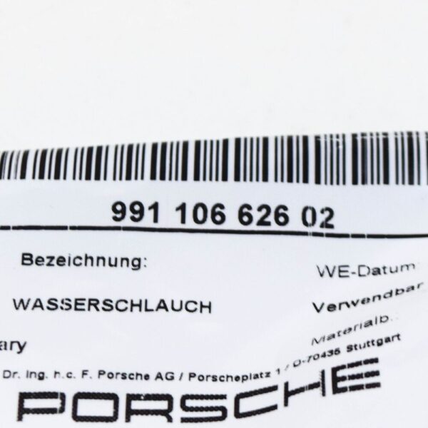 99110662602 - Porsche 911 991 Cooler Hose Bottom Right Cooler 99110662602 NEW REAL